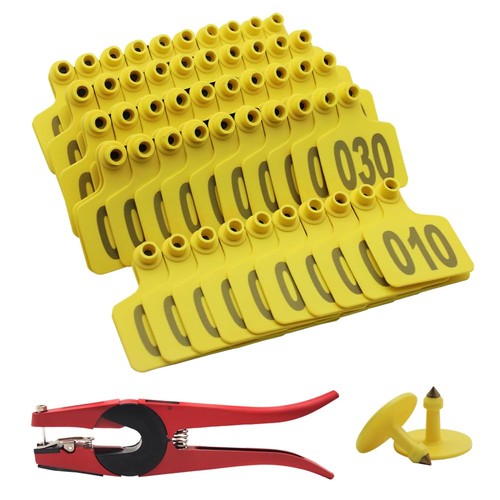 Cattle Ear Tag & Tagging Plier Kit Number001-100 100pcs Plastic Livestock Animal